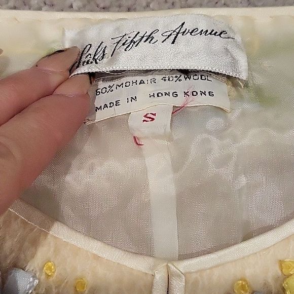 50s/60s Vintage Floral English Garden Cardigan Mohair Wool Blend Size Small - Picture 10 of 11